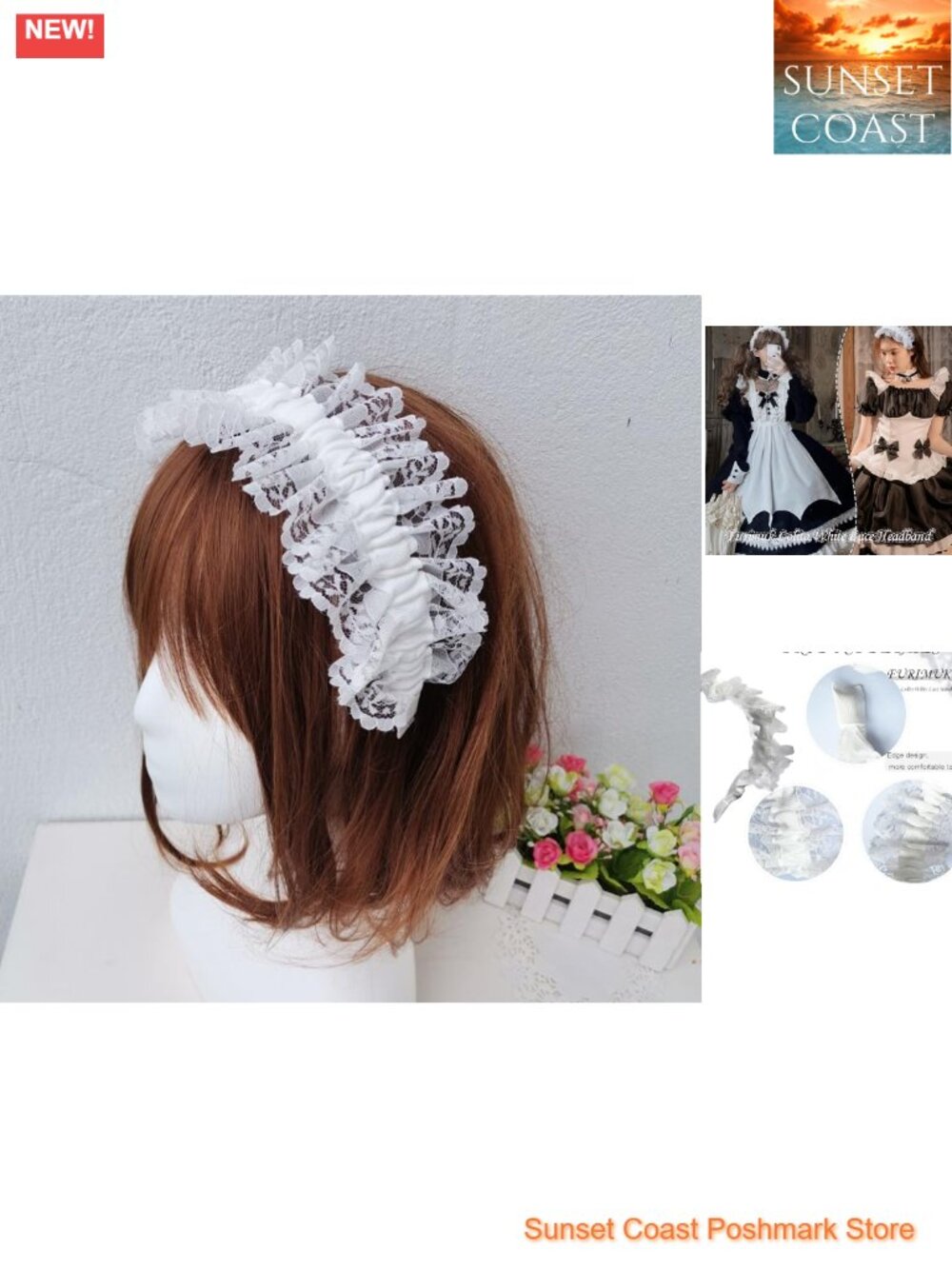 White Lace Headband Headdress Gothic Vintage Cosplay Hair Accessory